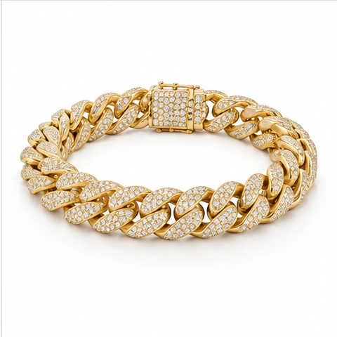 Diamond Cuban Bracelet — Fully diamond set