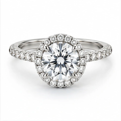 Diamond Halo Ring — Platinum · diamond halo