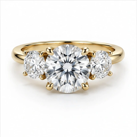 Three Stone Ring — 18ct yellow gold